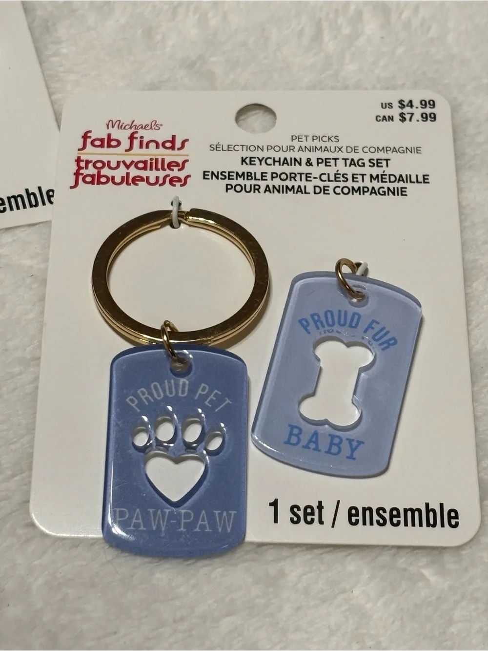 2 Proud Pet Baby Paw Keychain Sets - Light Blue